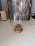 Glass Candle Holder with Wooden Base