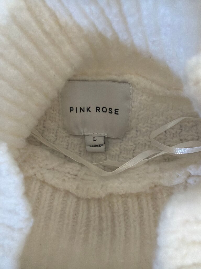 Pink Rose White Knit Sweater