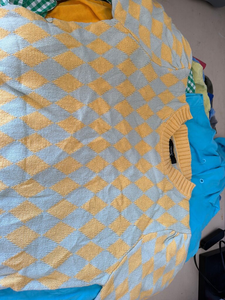 Forever 21 Blue and Yellow Diamond Pattern Sweater