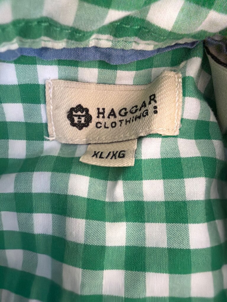 Haggar Green Checked Button-Up Shirt