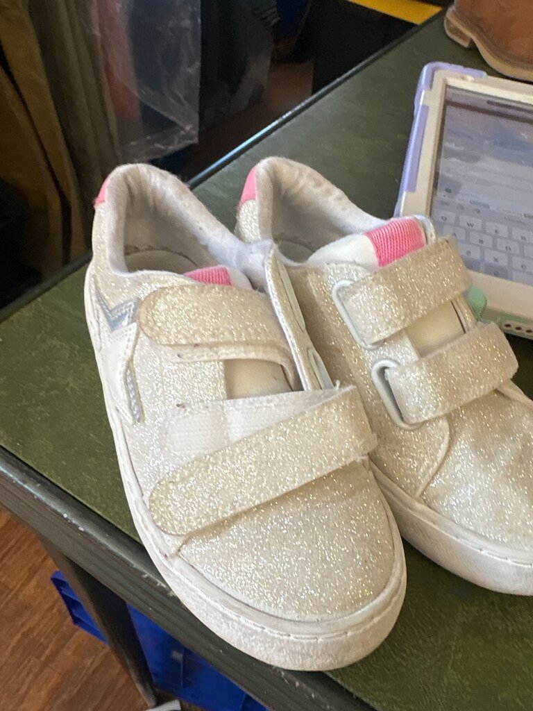 Glittery White Velcro Shoes