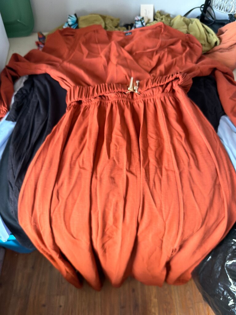 Women's Long Sleeve Orange Dress
