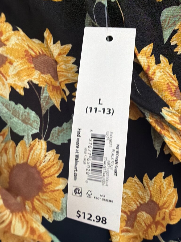 Women's Black Floral Dress with Sunflowers
