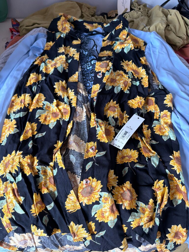 Women's Black Floral Dress with Sunflowers