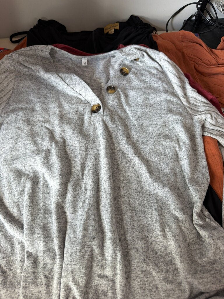 Gray Button-Up Long Sleeve Shirt