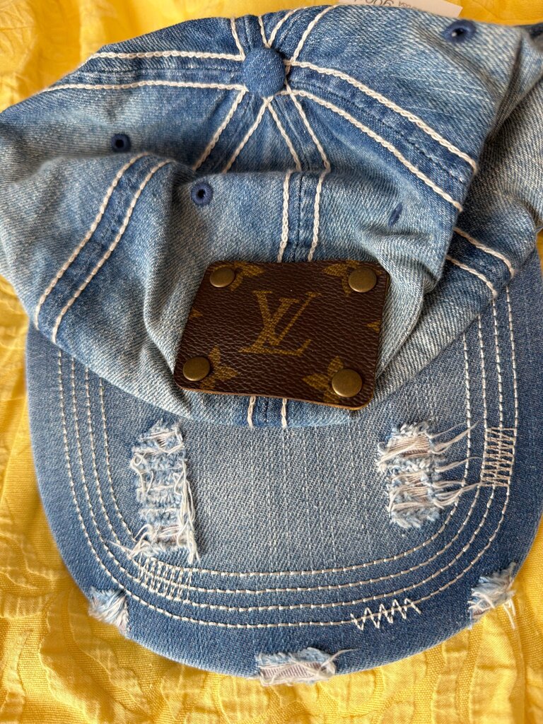 Distressed Denim Cap with Louis Vuitton Patch