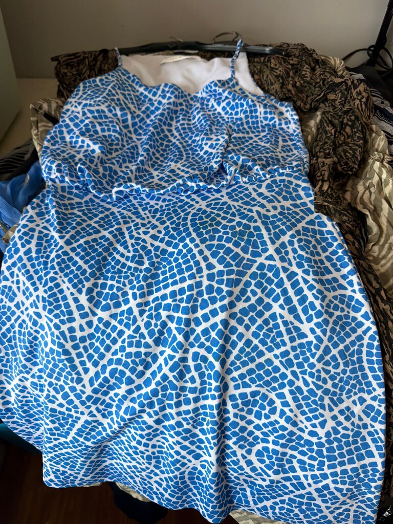 Susana Monaco Blue and White Giraffe Print Dress