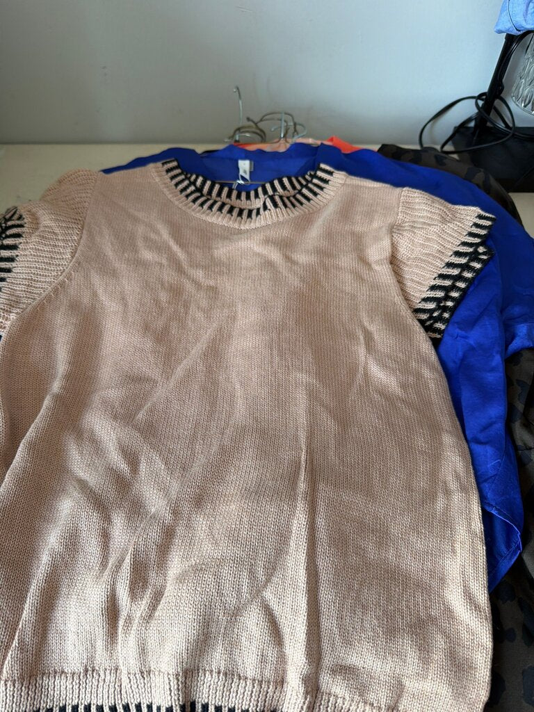 Beige Knitted Top with Black Accents