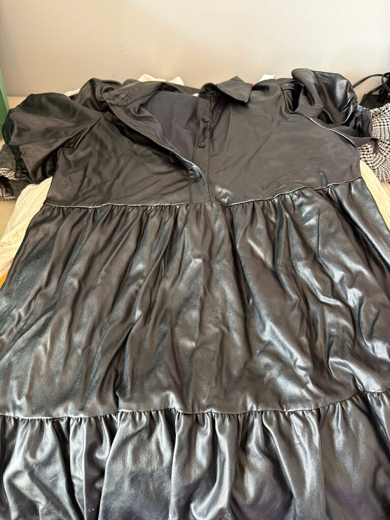 Black Faux Leather Dress