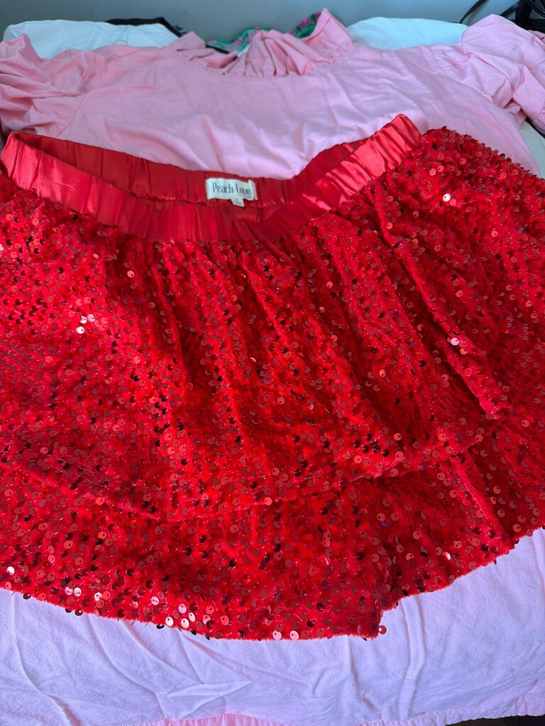Peach Love Red Sequin Skirt