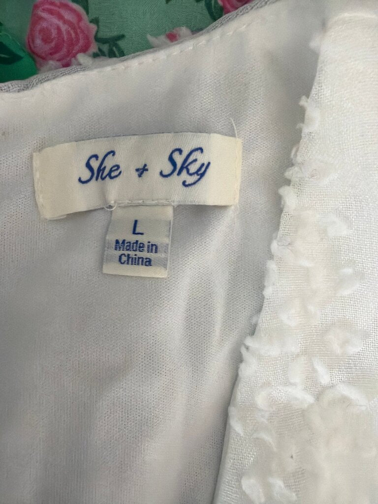 She + Sky White Textured Blouse