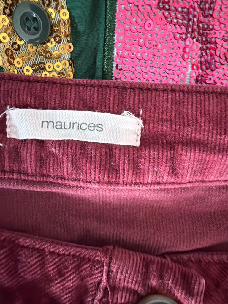 Maurices Maroon Corduroy Skirt
