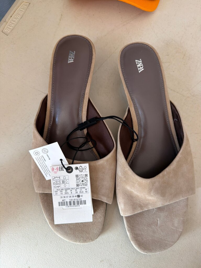 Zara Beige Slide Sandals