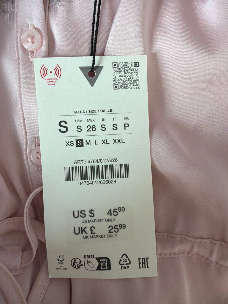 Pink Lace Trimmed Satin Top