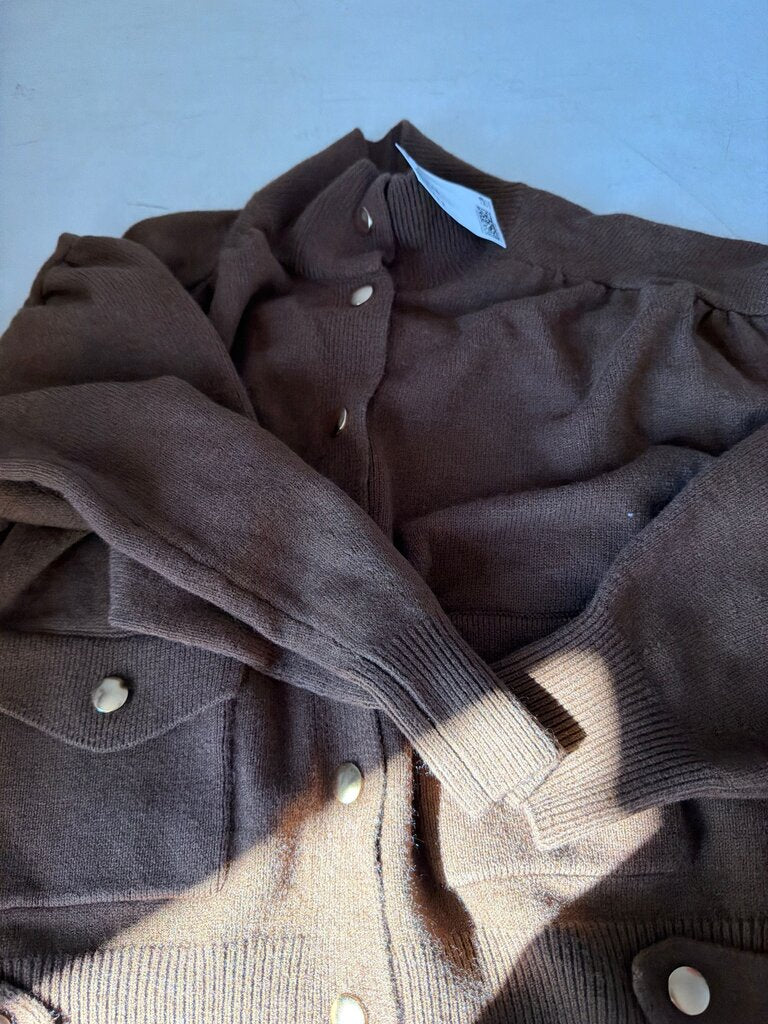 Brown Knit Cardigan Sweater