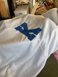 White Sports Jersey with Blue Lettering