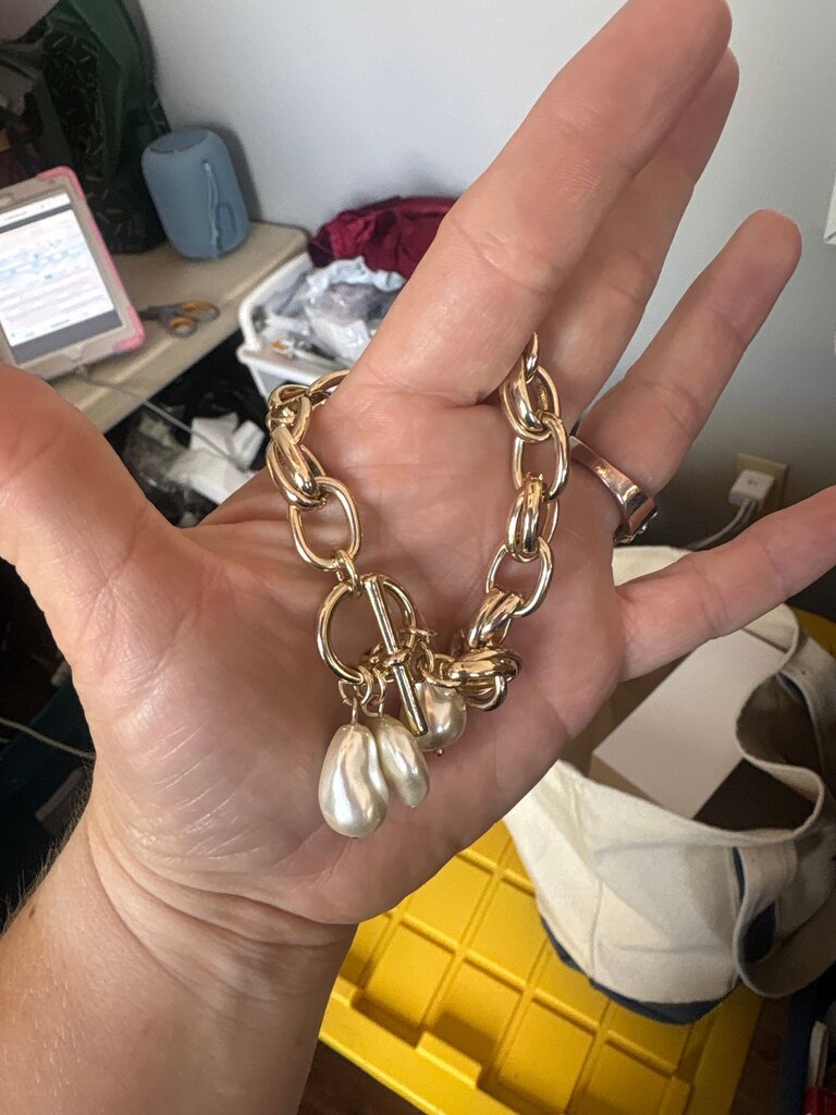 Gold Chain Bracelet with Pearl Charms