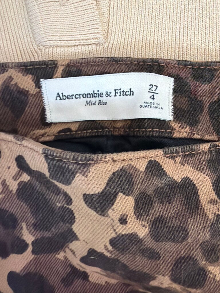 Abercrombie & Fitch Mid Rise Leopard Print Jeans