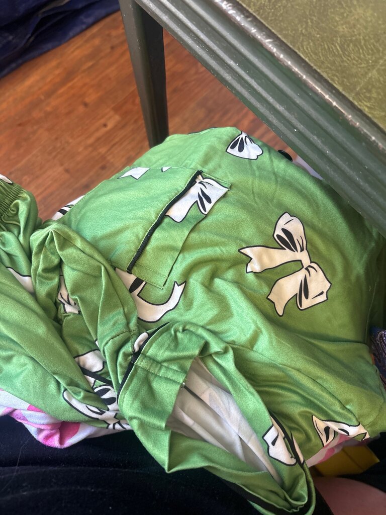 Green Bow Print Dress