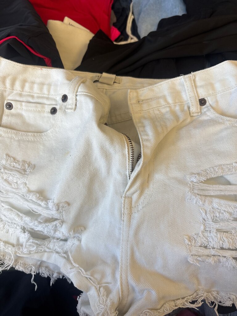 Forever 21 Women's White Distressed Denim Shorts