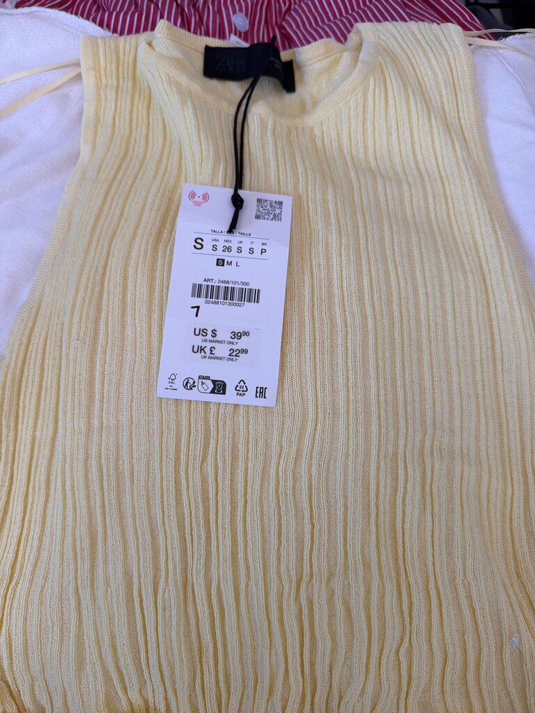 Zara Ribbed Yellow Top