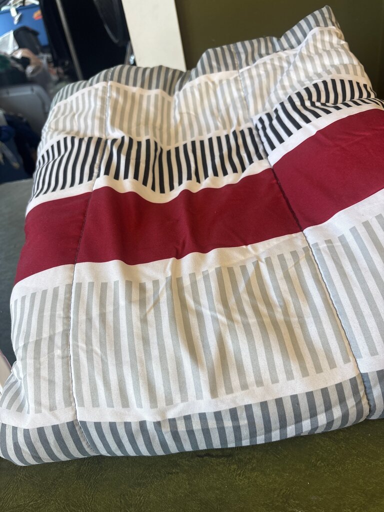 Striped Quilt with Red Accent