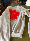 Gray Sweatshirt with Red Paw Print