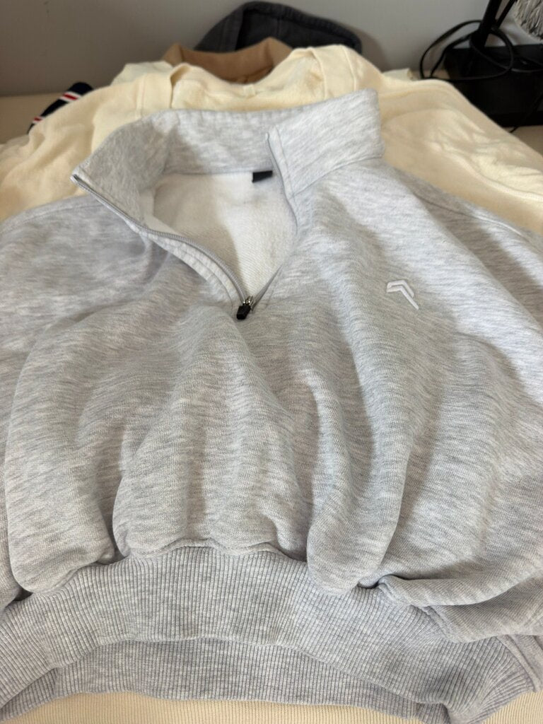 Men's Light Gray Zip-Up Sweatshirt