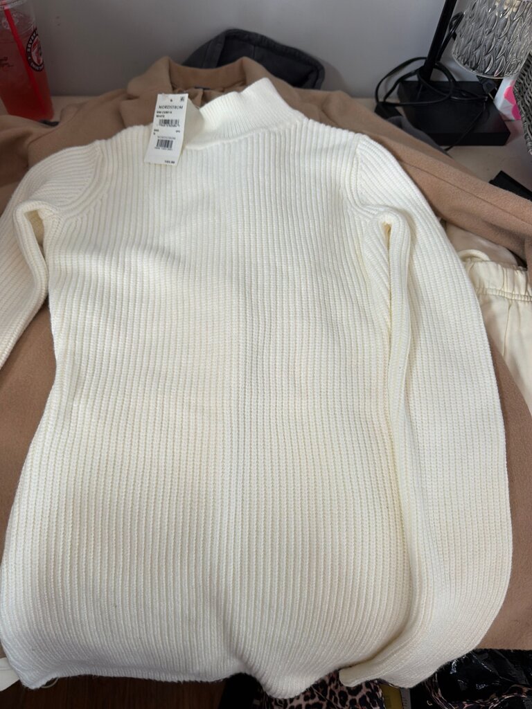 Nordstrom White Ribbed Sweater