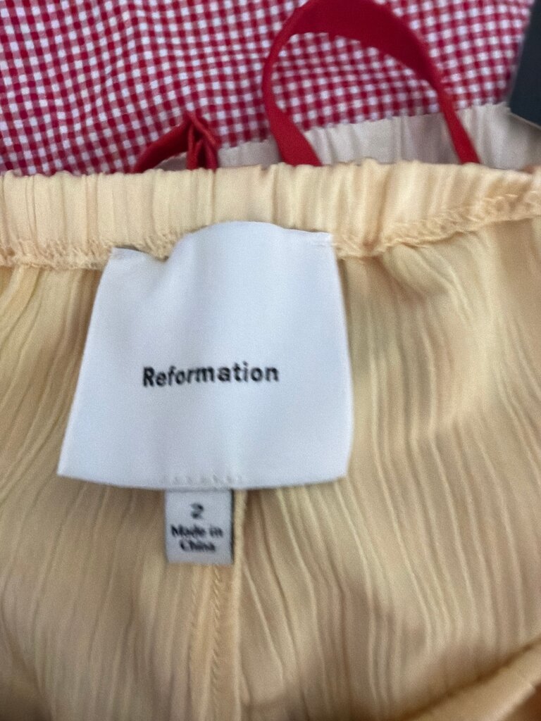 Reformation Yellow Pleated Dress