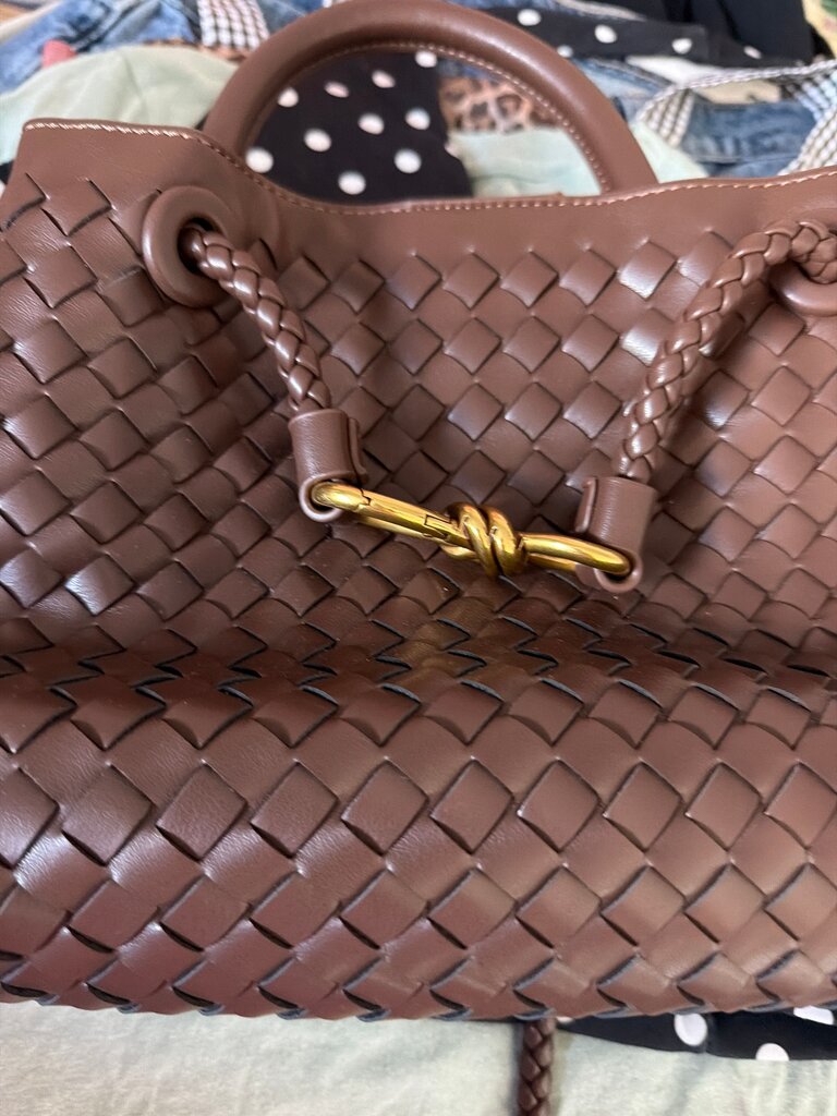 Brown Woven Leather Handbag