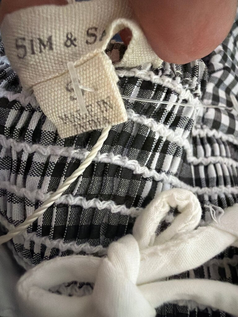 Black and White Gingham Smocked Dress