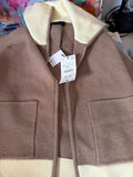 Brown and Cream Zip-Up Hoodie