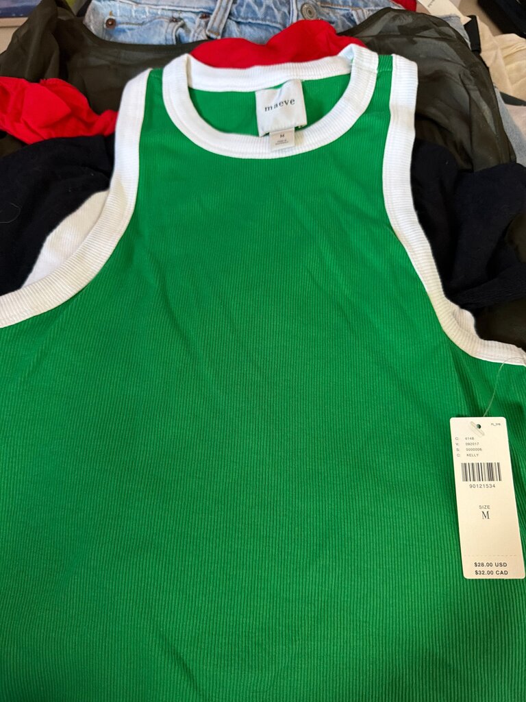 Green Ribbed Tank Top