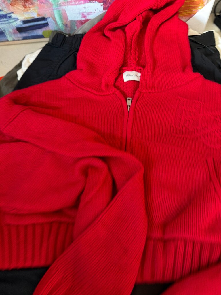 Red Knit Hoodie