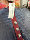 Madewell Red Belt with Silver Studs
