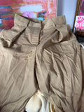 Beige High-Waisted Trousers