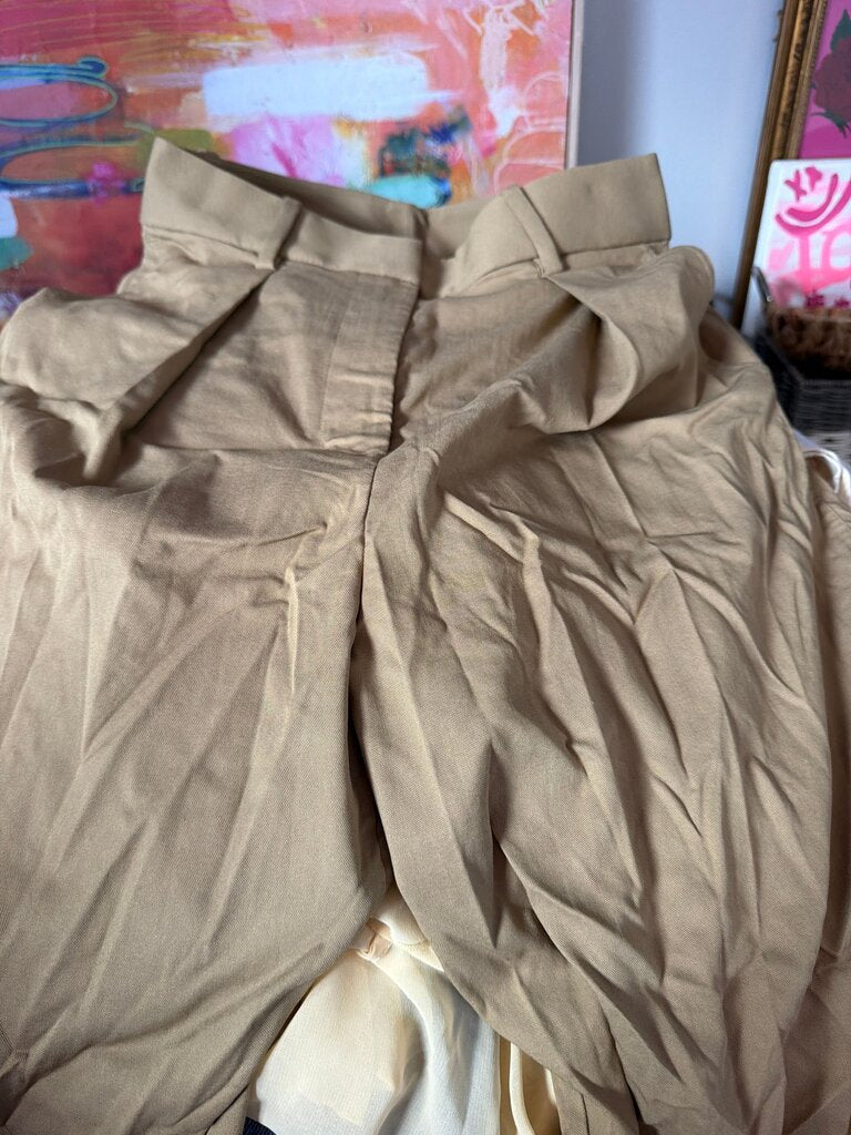 Beige High-Waisted Trousers