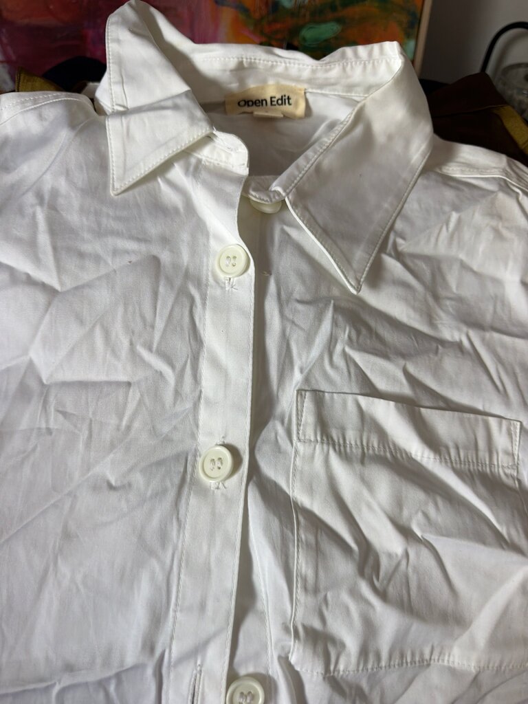 Open Edit White Button-Up Shirt