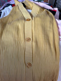 Yellow Ribbed Button-Up Cardigan