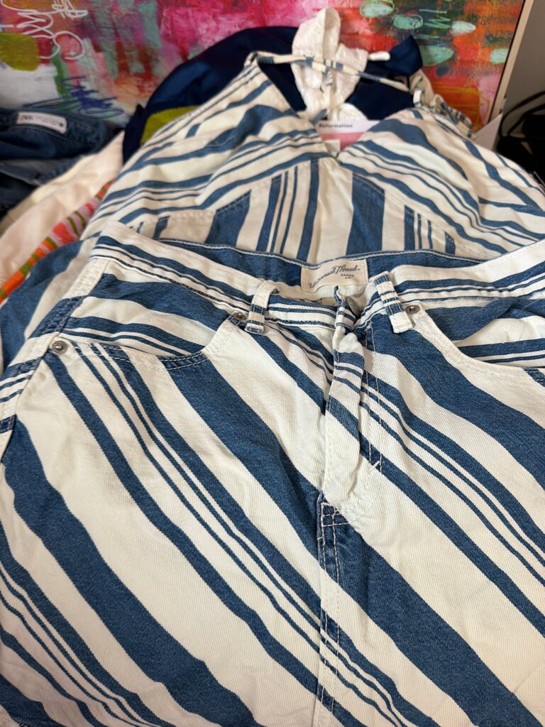 Striped Blue and White Blouse