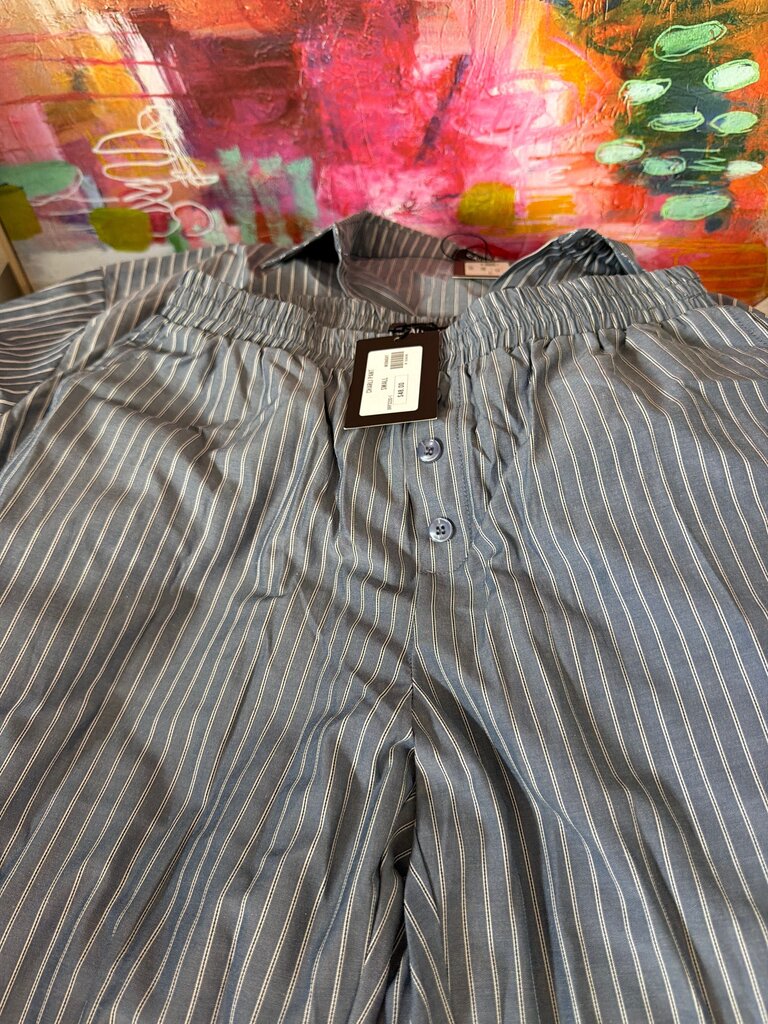 Men's Blue Striped Pajama Pants