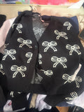 Black Cardigan with Bow Print