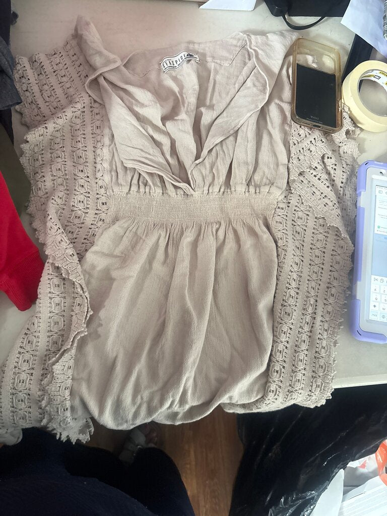 Beige Bohemian Style Blouse