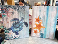 Ocean-Themed Wall Art with Turtle and Starfish