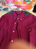 Men's Red and Blue Checkered Button-Up Shirt