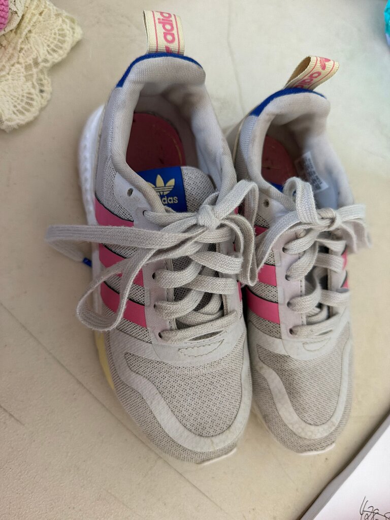Adidas Youth Sneakers with Pink and Yellow Accents