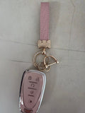 Stylish Pink Key Fob Cover with Bow Charm