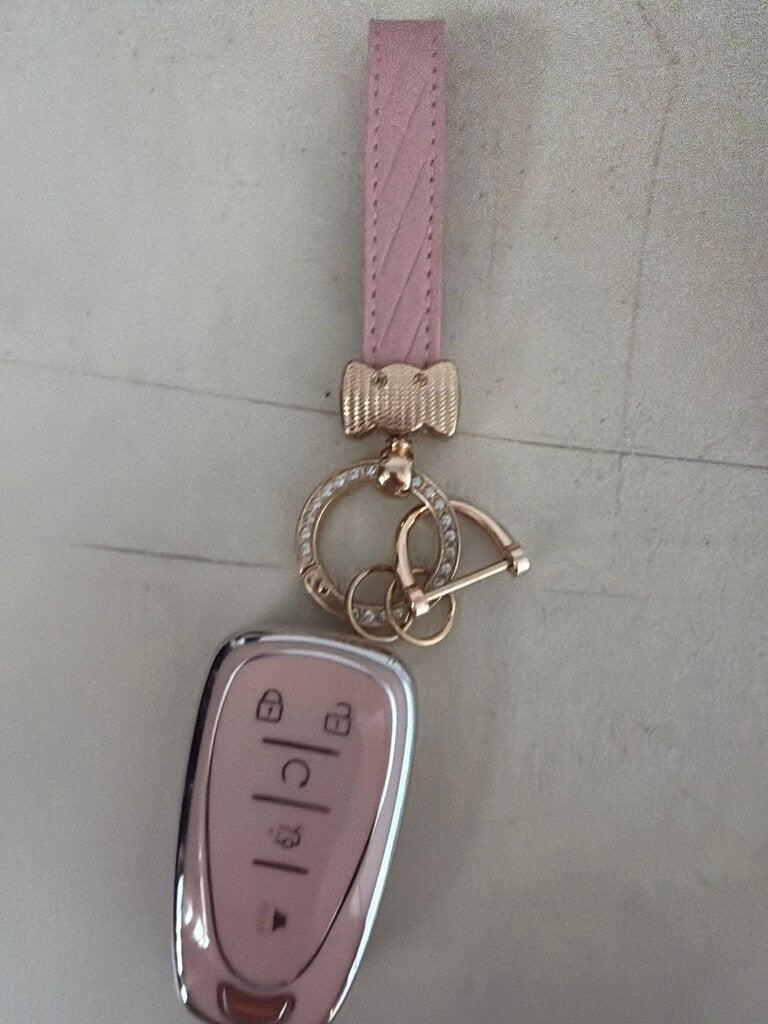 Stylish Pink Key Fob Cover with Bow Charm