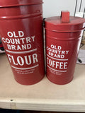 Old Country Brand Flour and Coffee Canisters